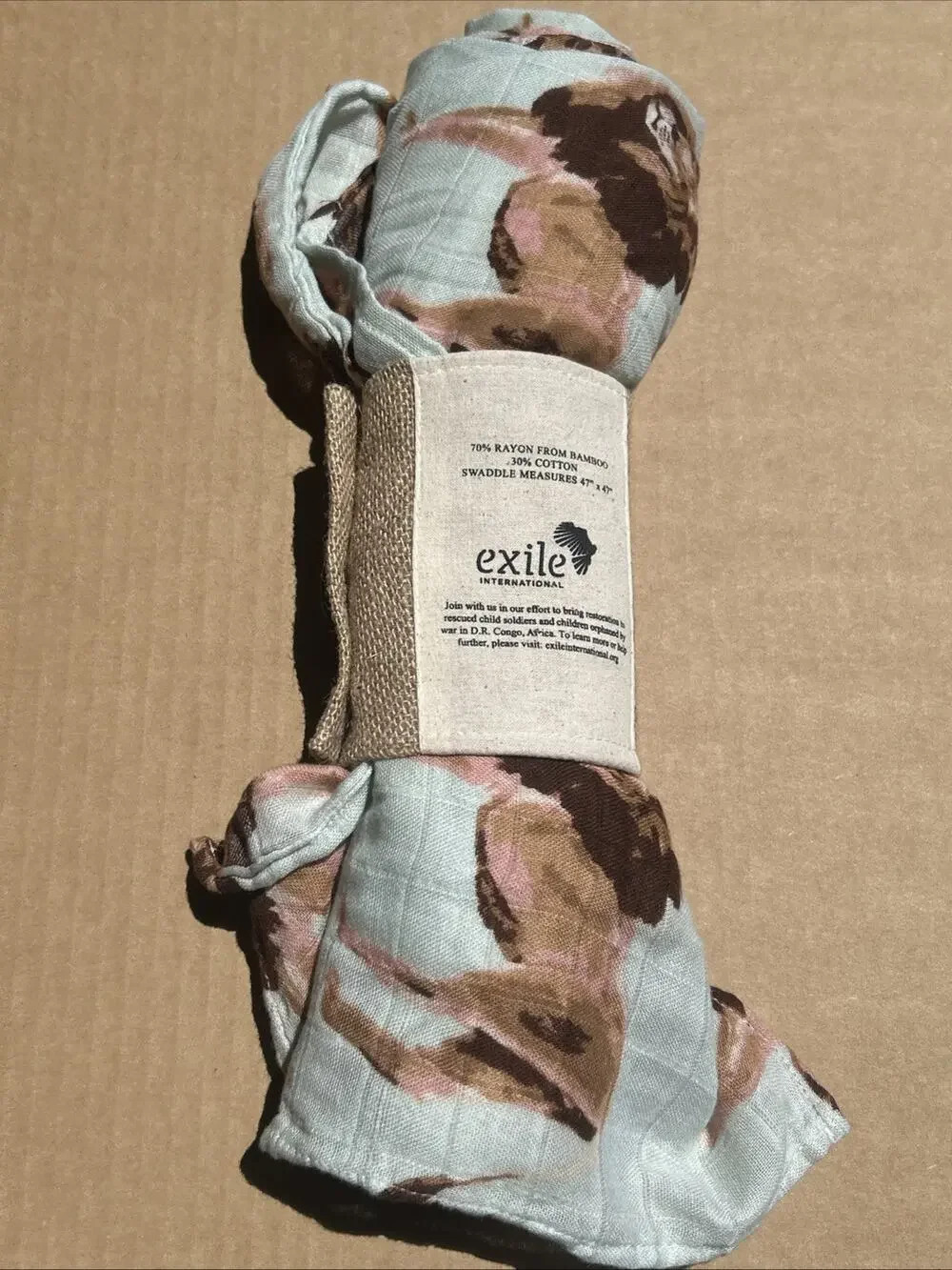 MilkBarn Lion Swaddle Blanket 47x47 Bamboo Rayon Cotton NWOT Baby Safari Theme